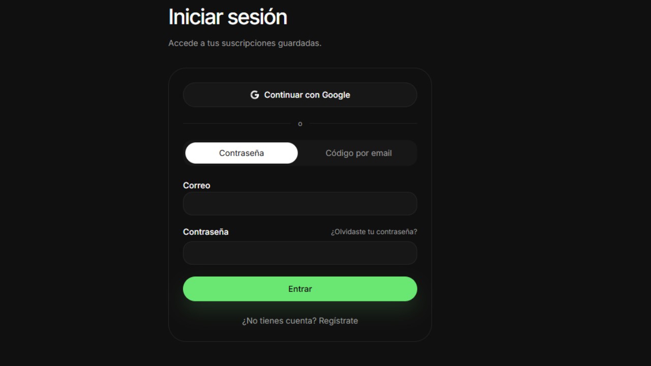 Subscriptions App — Acceso simple y seguro