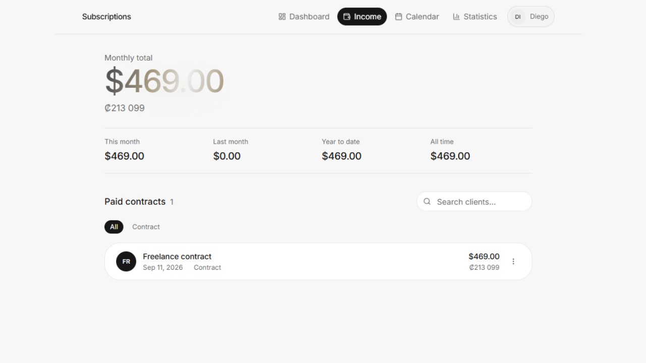 Subscriptions App — Ingresos, organizados y bajo control